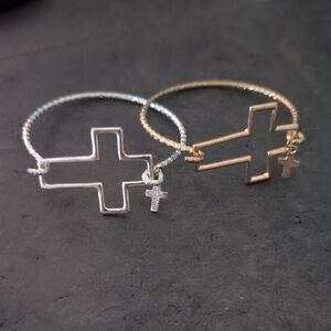 Elegant Silver and Gold Cross Bracelets